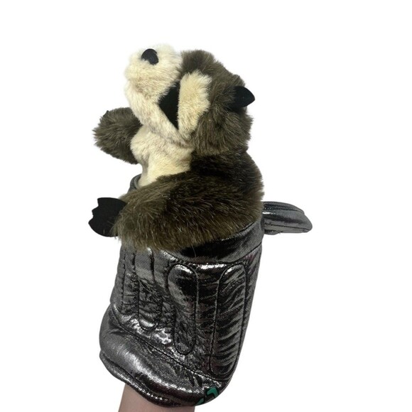 Folkmanis Raccoon In Trash Can Hand Puppet Plush Please Recycle Garbage Can - Picture 3 of 10